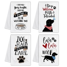 Dog Kitchen Towels Set of 4, Dog Mom Gifts for Women, Funny Cute Housewarming...