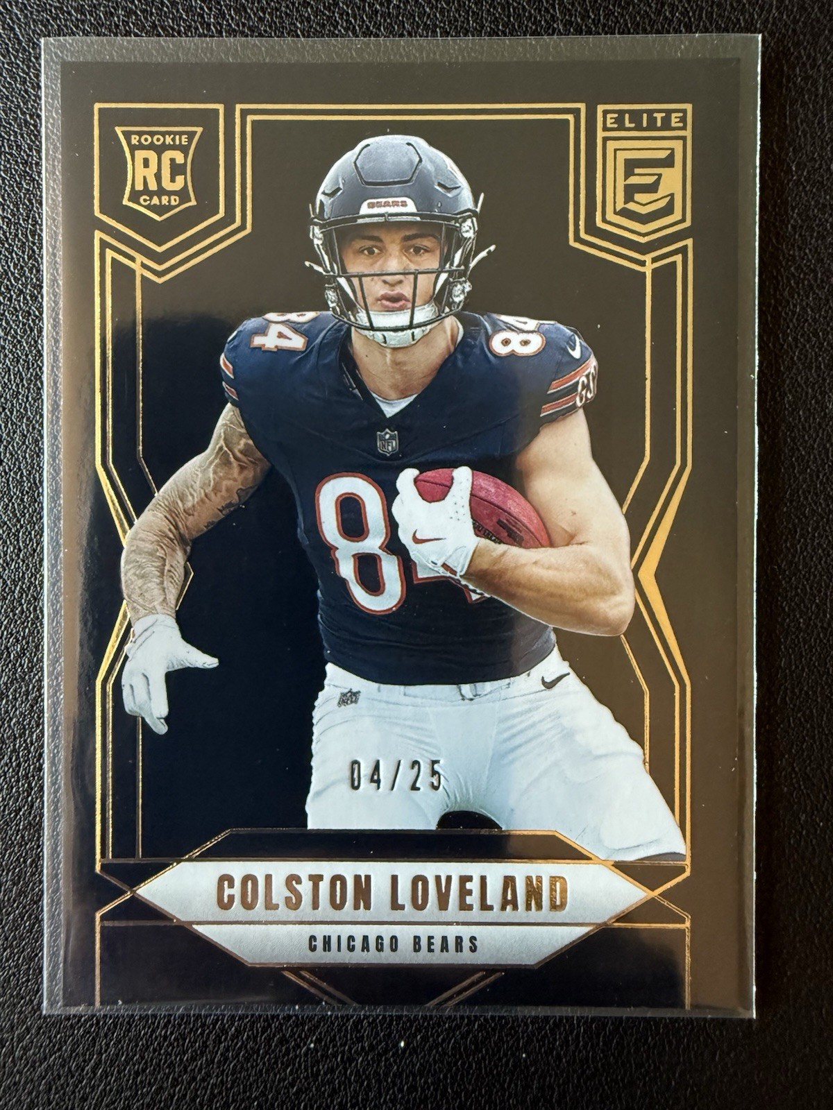 Colston Loveland 2025 Panini Donruss Elite RC BLACK /25 Rookie #109 Bears
