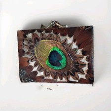 Peacock Feather Boho Style Wallet Vintage  Hand Made by Zinnna