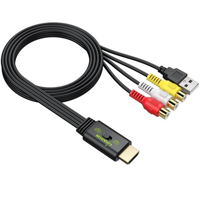 RCA to HDMI Converter, 1080P AV to HDMI Converter, 16:9/4:3 Conversion Mini C...