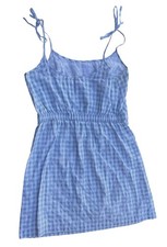 Madewell Knee Length Dress Women's 10 Blue White Gingham Cotton Blend *READ*