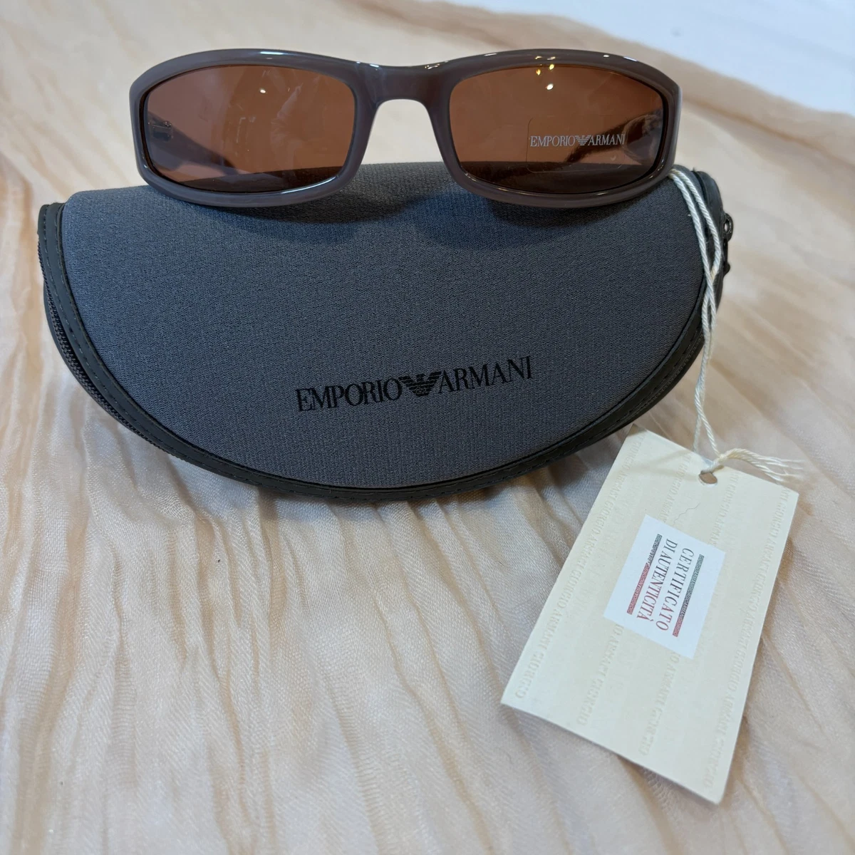 Emporio Armani Women\'s Rectangular Sunglasses Translucent Brown Emporio Armani Brown Sunglasses for Women for sale | eBay main image 4
