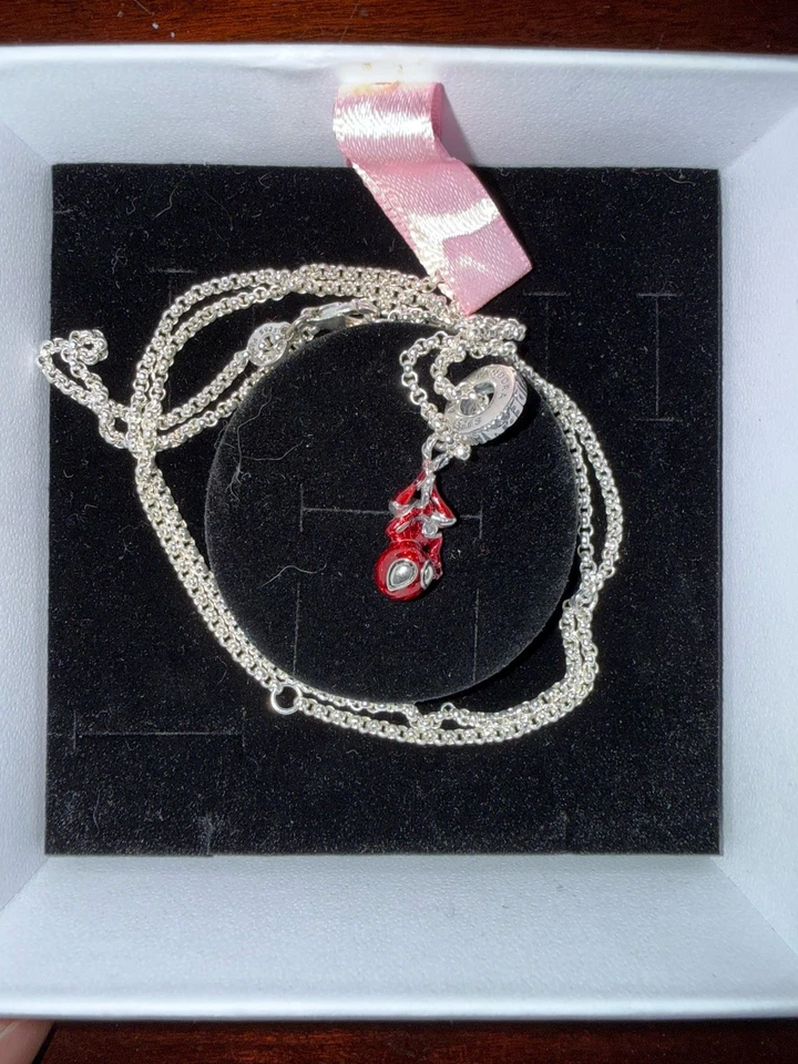 New Pandora Marvel Hanging Spiderman Silver Necklace - Image 2 of 3