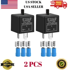 2X 12V 3-Pin LED Flasher Relay Electronic Turn Signal Indicator 0.1W-150W Black