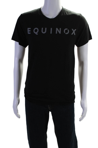 Equinox Herren Baumwolle Rundhals Kurzarm Pullover T-Shirt Oberteil Schwarz Größe S