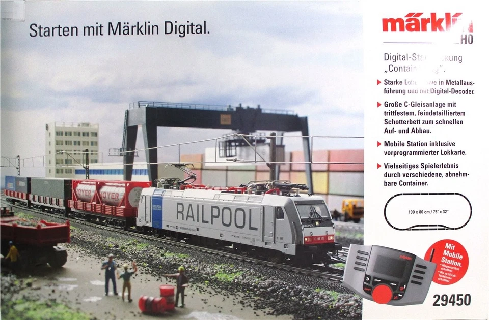 Spur H0 Märklin 29450 Digital-Startset Containerzug RAILPOOL OVP (3776k)