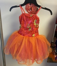 Curtain Call Dance Costume Child Small Orange Floral Tulle Ballet