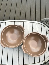 Casserole dishes x 2 one with lid Poole Pottery Twintone Mushroom n cream great 