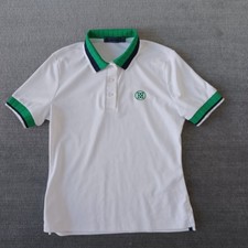 G Fore Golf Polo Shirt Womens Small White Stretch Casual Green Trim Preppy
