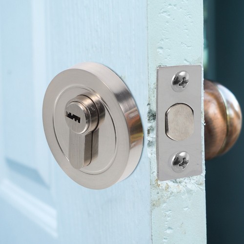 Circular Door Lock Bedroom Locks Travel Cylinder with Key Single Deadbolt - Picture 7 of 12