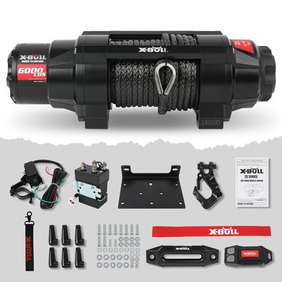 X-BULL Electric Winch 6000lbs Synthetic Rope IP68 Towing ATV/UTV 4WD Remote