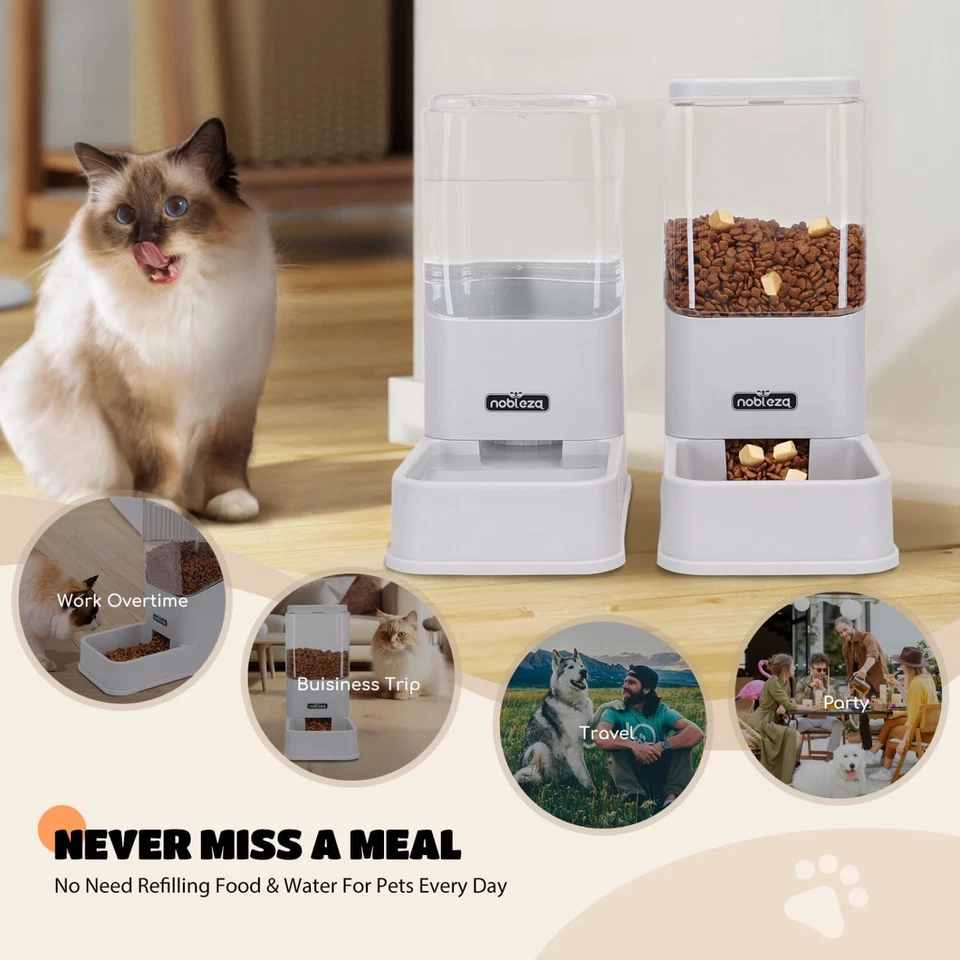 Nobleza Comedero Automático Y Bebedero Gatos Perros, Dispensador Comida Gatos Y  - Imagen 3 de 4