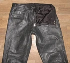 POLO Rooster Men's Leather Jeans Biker Pants Black W33-34 / L31