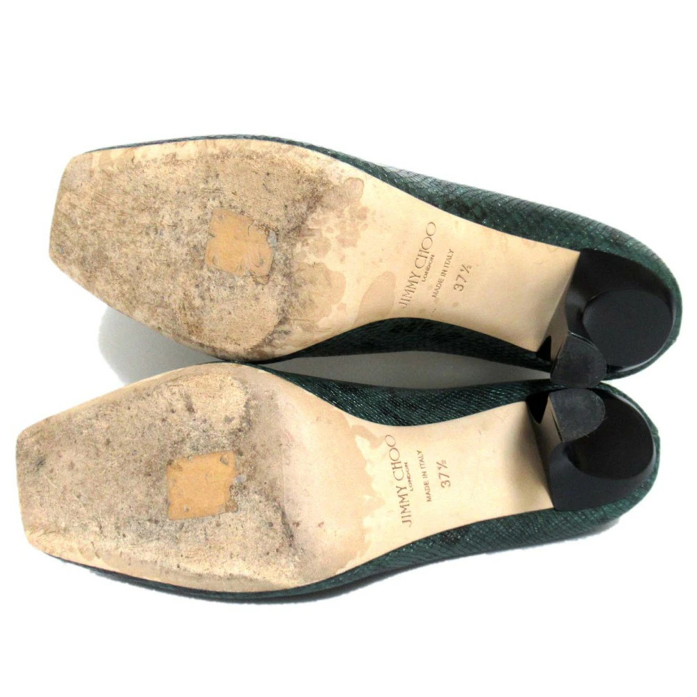 Jimmy Choo Python Embossed Square Toe Pumps Green… - image 8