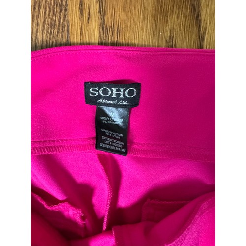 Soho Apparel Hot Pink Wide Leg Pants Medium Pull-On Gold Button Dressy - Bild 4 von 4