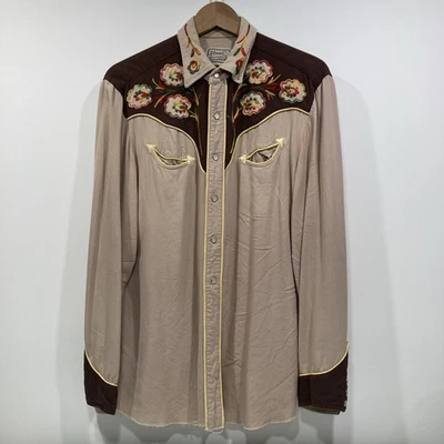 Vintage 50’s H Bar C Ranchwear Western Shirt Chain Stitched Pearl Snap Size 16 - Image 1 of 4