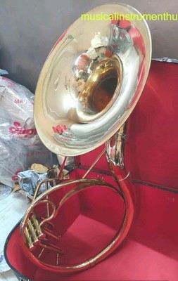 SOUSAPHONE 22''BELL  TUBA OF BRASS METAL IN GOLD POLISH+ MOUTHPC+CASE + FREE SHIP
