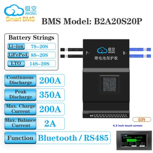 JK Smart BMS 4S-24S 40-200A LiFePo4 Li-ion with Active Balancer BT/RS485/LCD lot - Picture 56 of 78