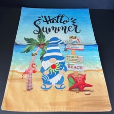 Hello Summer Gnome Beach Yard Flag Double Sided With Tropical Design