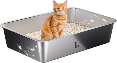 Suhaco Edelstahl Katzentoilette hochseitige Katzentoiletten L/60*40*10 