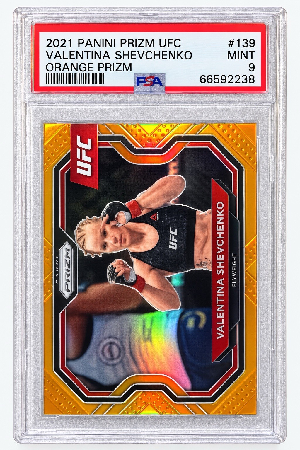 2021 Panini Prizm UFC Valentina Shevchenko Orange Prizm /99 PSA 9 #139