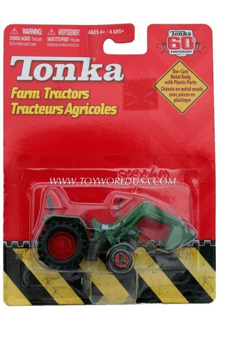 2007 Tonka 60th Anniversary Farm Tractors Green with Red Wheels Shovel - Picture 1 of 2