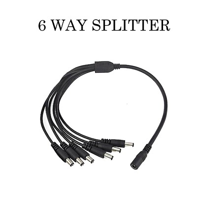 CCTV DC Power Splitter Kabel für Kamera LEd Streifen 12 V 2,1 mm Buchse auf 6-Wege Stecker