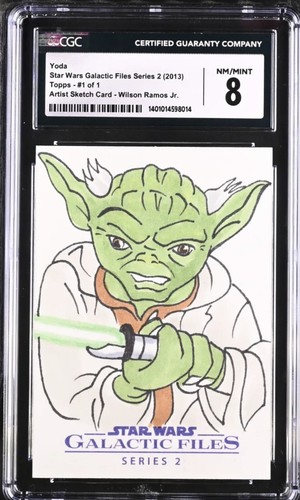 Topps Star Wars Sketch Card 1 of 1 - Yoda - Wilson Ramos Jr. - CGC 8