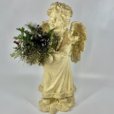 Angel Garden Statue Winter Bouquet Angelic Child Indoor Outdoor Resin 20  
