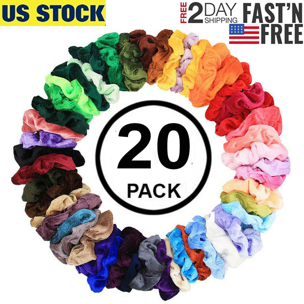 Hair Scrunchies Velvet Scrunchy Bobbles Elastic Hair Bands POP Ties Ropes 20 PCS