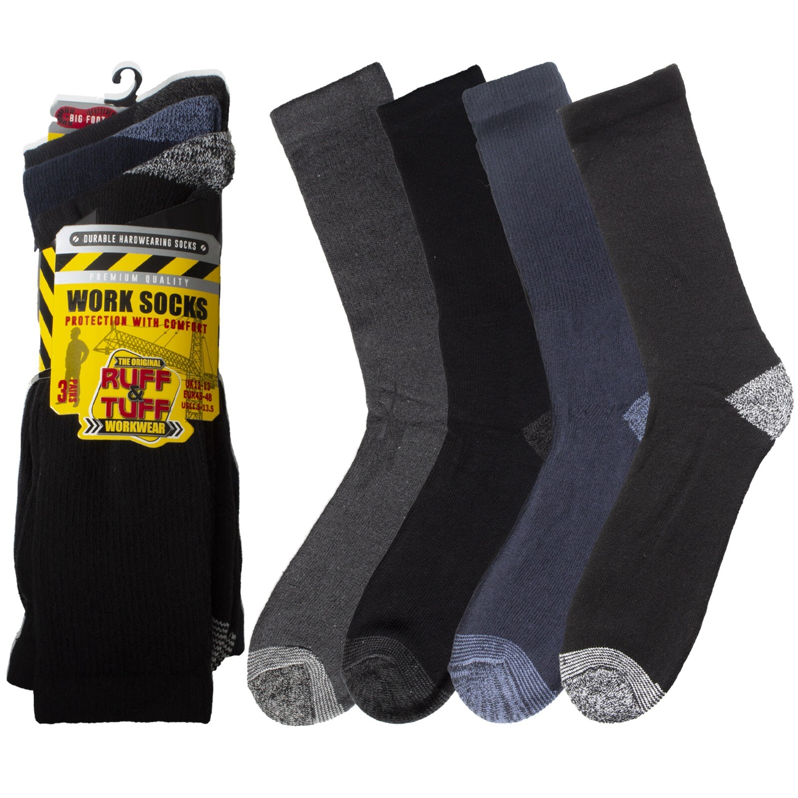 Mens Thick Work Socks Cushion Sole Hard Wearing Workwear Sock Sizes 611, 1114 eBay