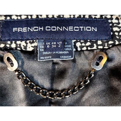French Connection Tweed Blazer Size 2 Black White Lined Pockets