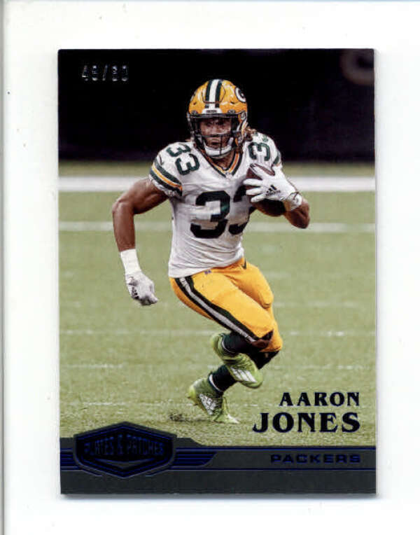AARON JONES 2020 PANINI PLATES & PATCHES #22 PACKERS BLUE