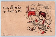Humor Postcard Morbid Car Accident Boy Injured I Am All Broken Up About You 1907
