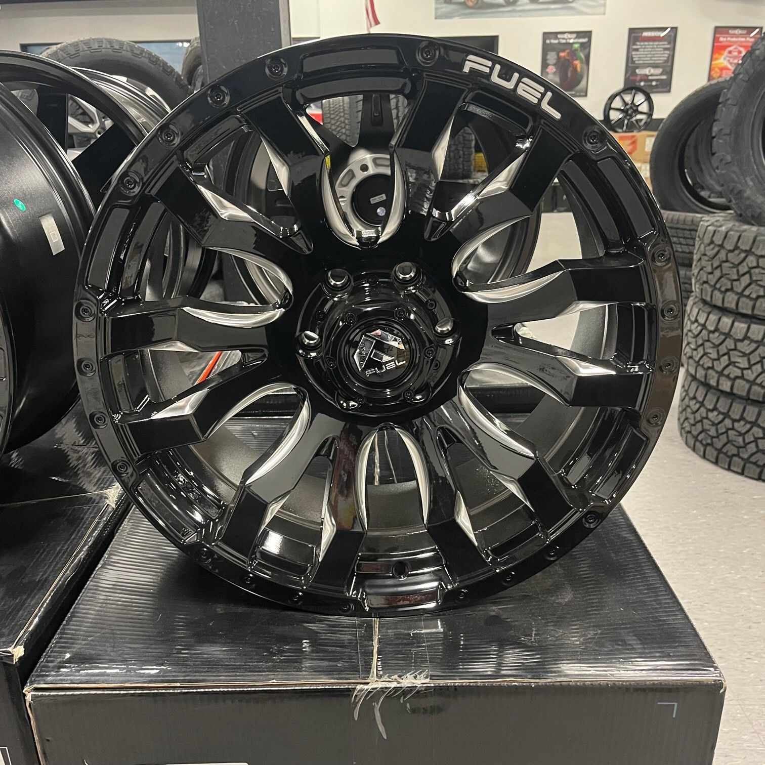 20X9 Fuel Blitz Gloss Black Milled 6x135 6x139.7 D673 Chevy GMC Ram