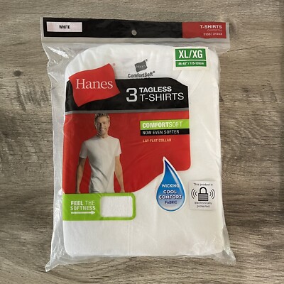 New Hanes Tagless White T-Shirts XL 3 Pack Undershirts Cool Comfort Wicking