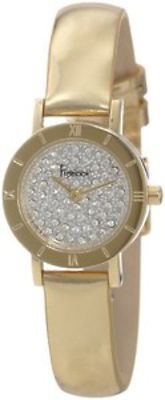 NEW Freelook HA3031G-4 Women's Swarovski Pave Dial Yellow Gold Case Strap Watch