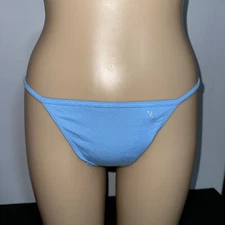 Victoria Secret Smooth Cotton Light Blue V-String Panties Size MEDIUM # 514