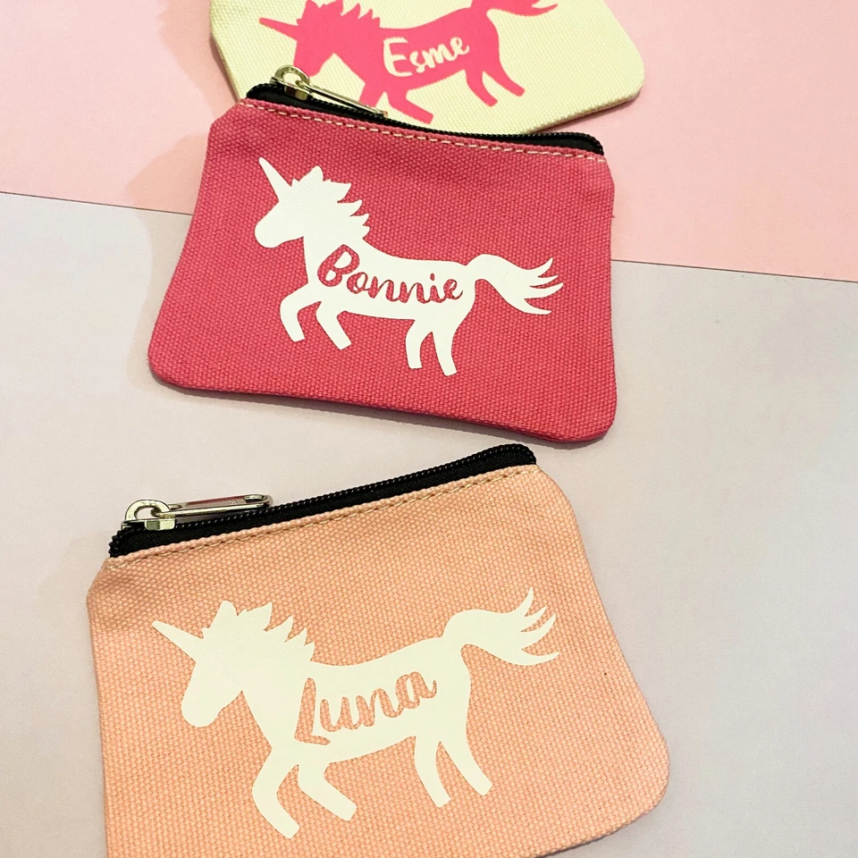 Personalised Kids Coin Purse Unicorn Girls Pocket Lunch Money Wallet Childrens - Image 4 of 4