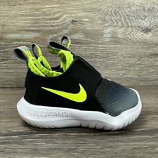 Nike Flex Runner TD Boys Shoes Slip on Grey Volt Black Toddler Size 2C