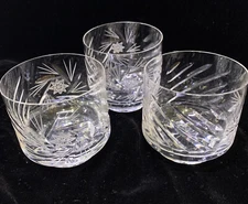 3 Vintage Old Fashioned Lowball Glasses Barware Crystal-Crystalex Bohemia