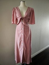 Zara Pink Knot Cutout Midi Dress Size Small NWT