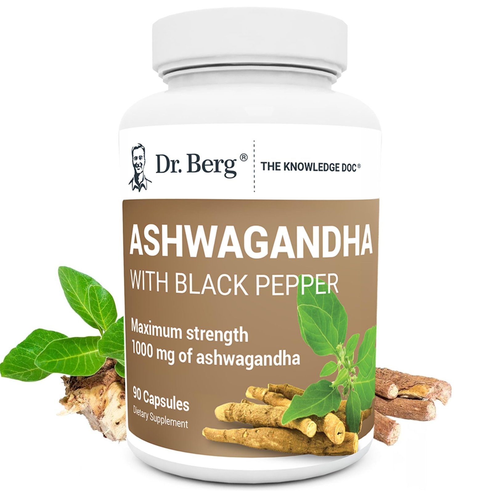 Dr. Berg Ashwagandha Capsules 1000mg - Includes Ashwagandha Root with Black P...