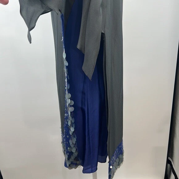 Платье женское Poleci 0 серое синее шелковое авангардное с блестками асимметричное - Изображение 4 из 4