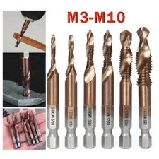 Cobalt Coated HSS Hex Shank Combination Drill Bit, Thread Tap, Counter Sink bit