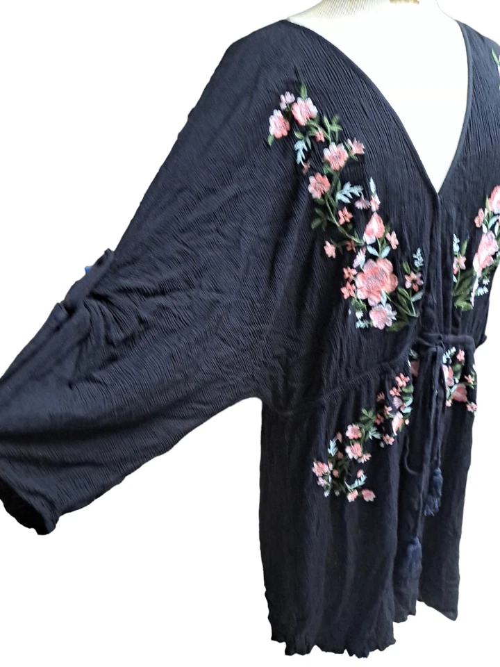 City Chic Seville Tunic Dress Women's Size XL 22 Embroidered Boho Gauzy Peasant  - Image 2 of 4