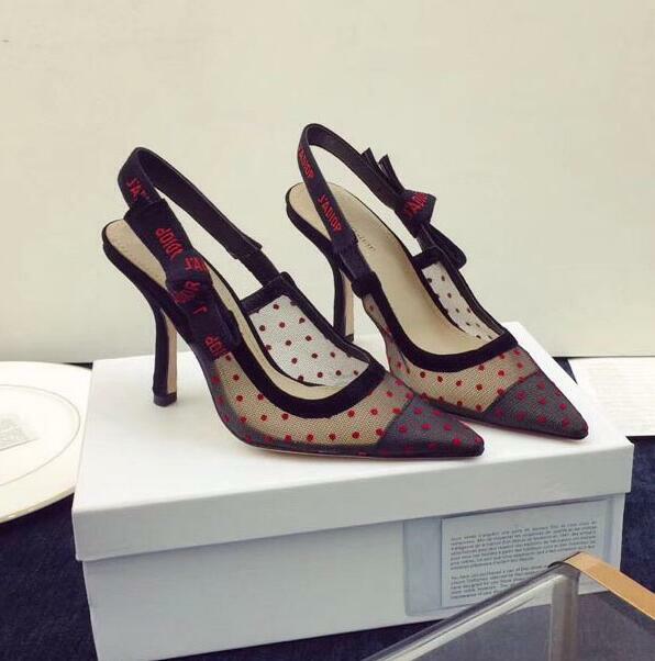 New Wave Point Mesh High Heel Pointed Lace Sandals Diana Fine Heel Single shoes New Wave Point Mesh High Heel Pointed Lace Sandals Diana Fine Heel Single shoes
