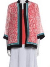 Bob Mackie 100 percent silk wearable art button down blouse. Size L