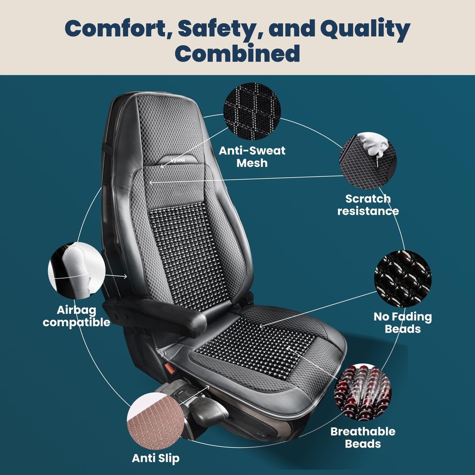 Semi Truck Beaded Seat Covers, Cooling Car Seat Cushion for Back