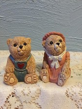 1989 Stone Critters Boy & Girl Teddy Bear Babies United Design Corp. Made in USA